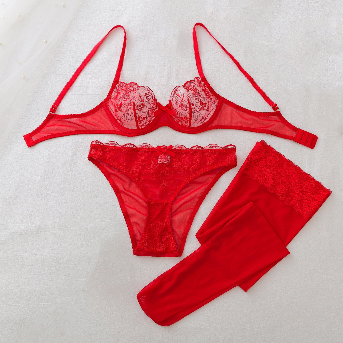 Sheer Bra Lace - See Through Mesh Erotic set Women