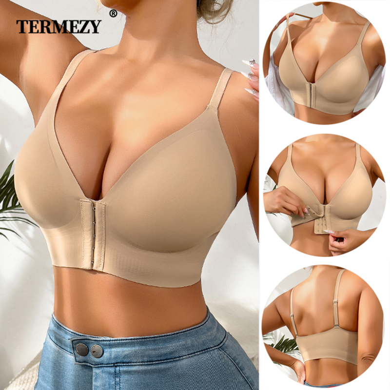 Wirefree Bra Comfort - TERMEZY Women's Front Buckle Sport Bra