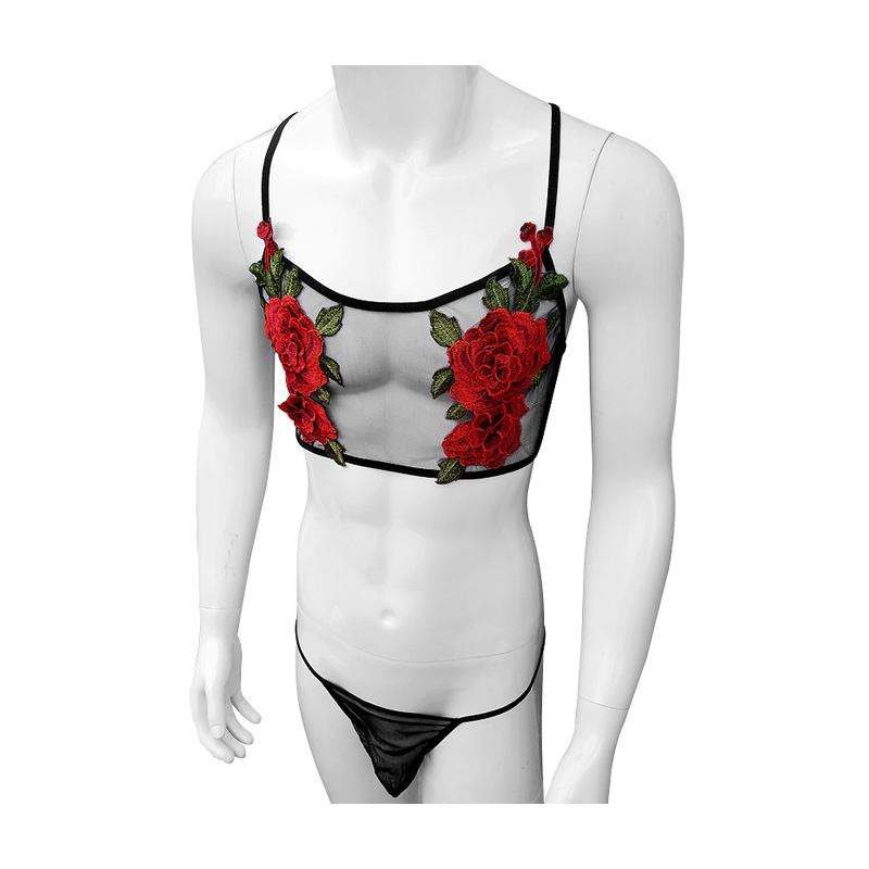 Sheer Bra Lace - Sexy Embroidery Mens See Through Sheer