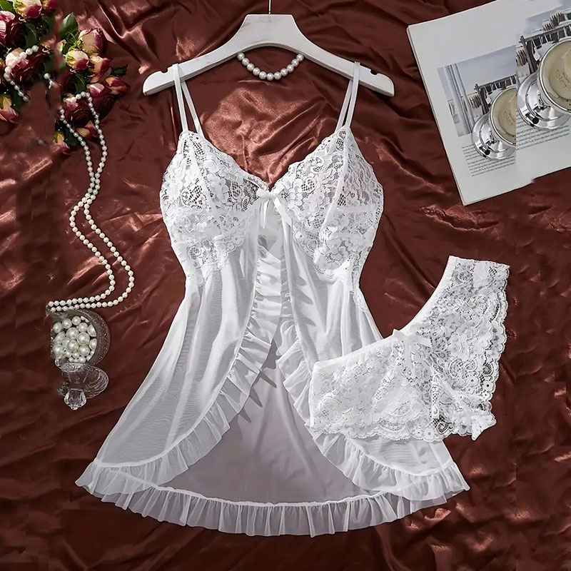 Soft Sheer Nighty Pajamas Hots - Sheer Mesh Bra 评论和价格