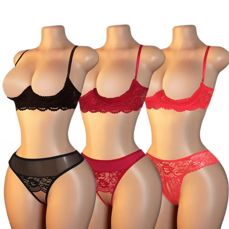 Sexy Women Lace Cutout Lingeri - Underwire Bra Padded 评论和价格
