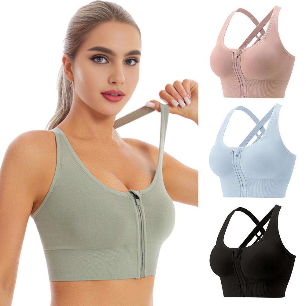 Zip Front Wireless Sports Bra  - Sports Bra Racerback 评论和价格