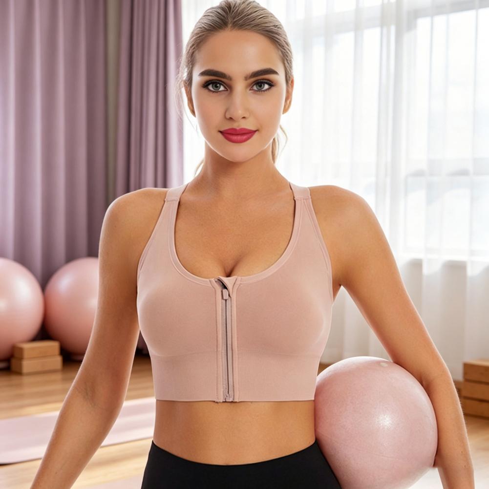 Zip Front Wireless Sports Bra  - Sports Bra Racerback 评论和价格