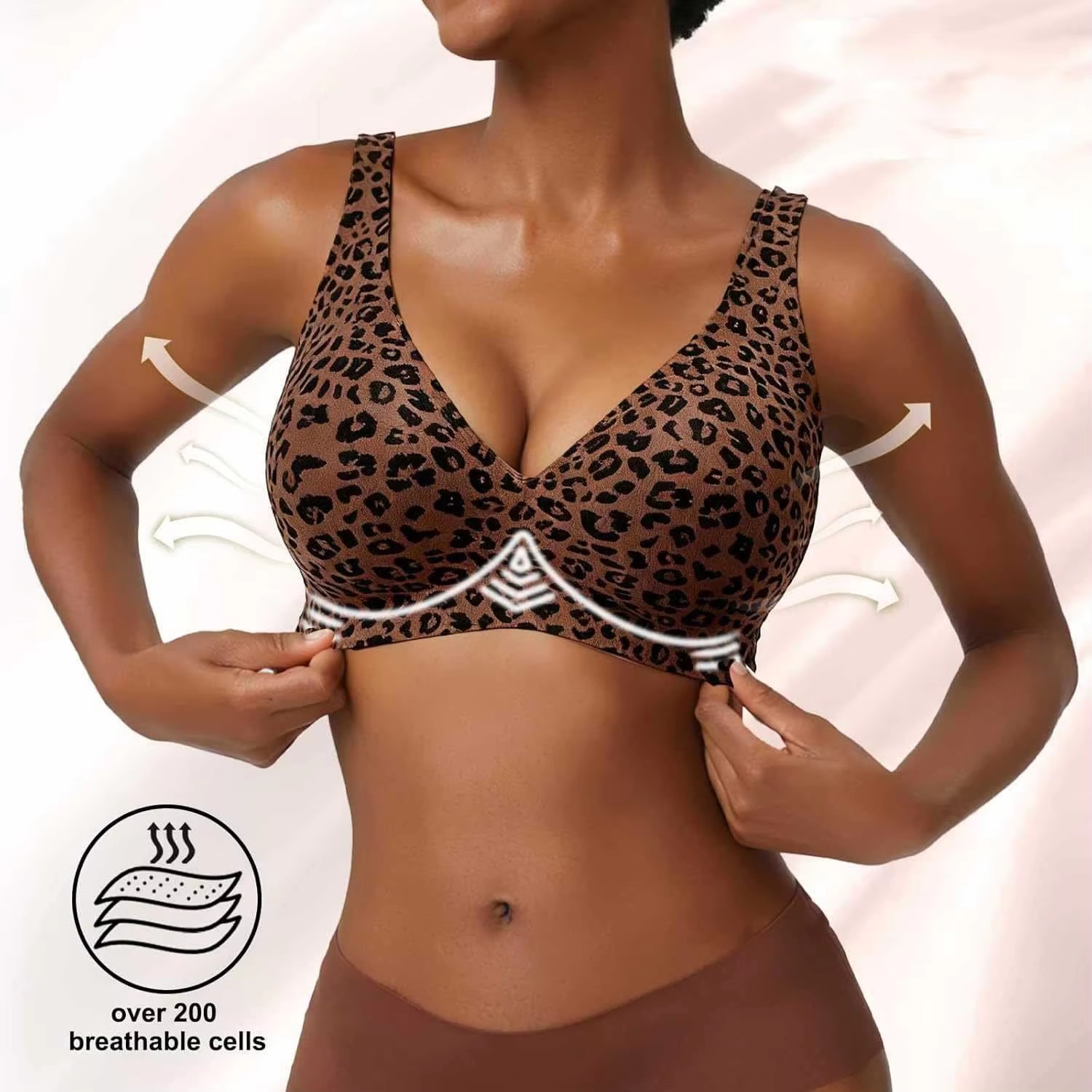Custom made-2-Row Hook Leopard - Minimizer Bra Women 评论和价格