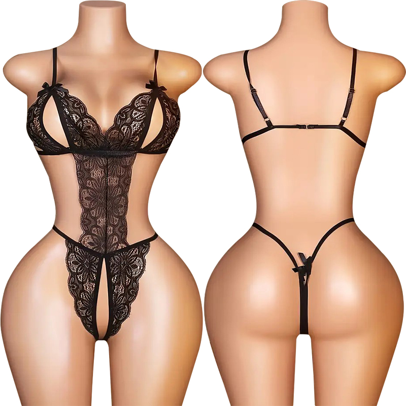 One Pieces Sexy Crotchless Lin - Lace Bralette Set 评论和价格